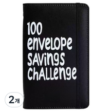 PleNote 100天現金儲蓄預算 馬卡龍設計儲蓄本 A6, 黑色, 2個