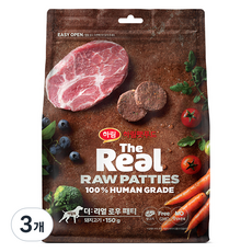 하림펫푸드 더리얼 어덜트 강아지 로우 패티 동결건조사료, 돼지, 150g, 3개