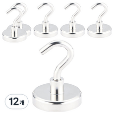 Dear Casa 強力掛鉤磁鐵, 銀色, 12個