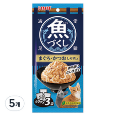이나바 고양이 생선 가득 파우치, 혼합맛(참치/가다랑어/치어), 180g, 5개