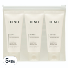 LIFENET 旅行用秀髮身體3件旅行組 + 迷你化妝包套組, 5套