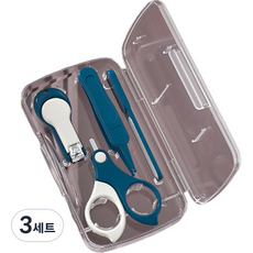 킵샌딩 손톱깍이 세트 투명케이스, 블루, 3세트