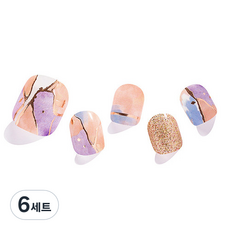 젤팡 핑크 대리석 패디 팁 유광, 혼합색상, 6세트