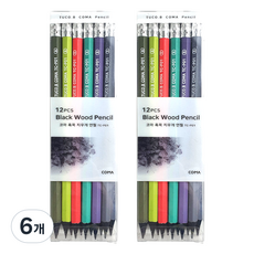 TUCO.B 精梳黑木橡皮擦鉛筆 B TC-P01 12入, 混合顏色, 6個