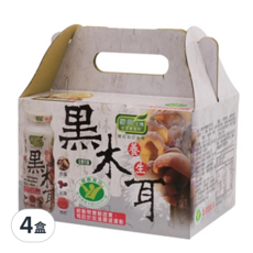 歐典生機 養生黑木耳禮盒 國家健康食品認證 低糖低熱量 富含膳食纖維 幫助排便, 180ml, 4盒