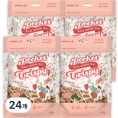 네츄럴랩 포켓 크리스피 고양이간식 스낵, 혼합맛(치킨/개다래나무), 80g, 24개
