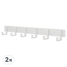 Moltouyou 免鑽孔黏貼式多用途壁掛衣架掛鉤 6鉤, 白色, 2個