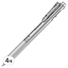 펜텔 필 다기능펜 2색 볼펜 샤프 0.7mm BXWB375MZ, 메탈릭실버, 4개
