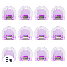 문구담 멀티 반달 클립 접이식 D형 집게 02 보라색, 3개, 12개입, 소