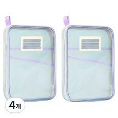 大容量網眼A4文件收納袋, 4個, 紫色