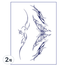 gelluna 半永久獨特黑白鎖骨背腰身體紋身貼紙, T139, 2個