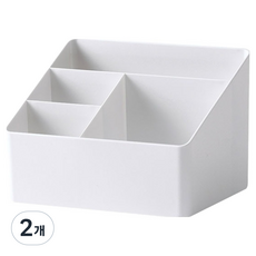 Winprice 斜角多功能化妝品收納整理盒, 2個, 白色