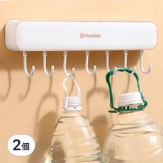 壁掛式聯排掛鉤 多功能架 ABS材質 35x5.7x11cm, 白金色, 2個