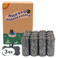 빈티코너 반려동물 리필형 배변봉투 16p + 케이스 세트, 그레이, 3세트