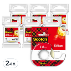 3M Scotch 3M 膠帶臺 18mm x 15m + 補充包 18mm x 20m 6入, 透明, 2套