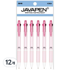 자바펜 체크 3볼 멀티펜 0.5mm, 핑크, 12개