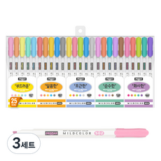 PENMAX 溫和美麗螢光筆 可愛 25種組, 混色, 3套