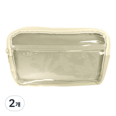 동아피엠에스 투명 더블 레이어 멀티 펜슬 파우치, 화이트, 2개