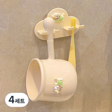 몬드스팟 올인원 벽걸이 강아지 양치컵 + 걸이 세트 400ml YY57894, 옐로우, 4세트
