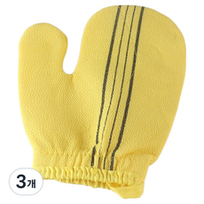 블랙조인 스크럽 때수건 목욕 타월, 노란색, 3개, 1개입