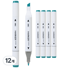 deLi 得力 三角雙頭麥克筆 61 孔雀綠 70803A, 1色, 12個