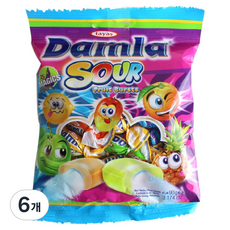 담라 타야스 사워 소프트캔디, 90g, 6개