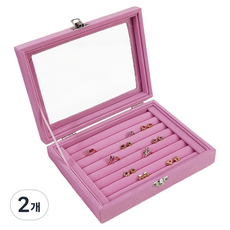 Percellon 女性用法蘭絨飾品收納盒 海綿, 粉紅色, 2個