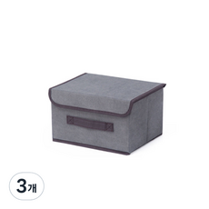 마켓에이 접이식 부직포 보관함, 그레이, 3개