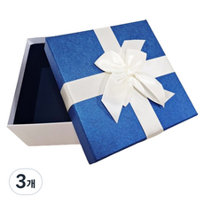 홀마크 리본 정사각형 선물상자 중, 블루, 3개