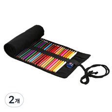 알로데 캔버스 리드 커튼 색연필 파우치 72색 82 x 20 cm, 01 블랙, 2개