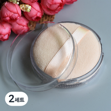 IL蜜粉粉撲+粉盒組, 象牙色（粉撲），透明（盒）, 2套