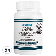 라이프토콜 뮤코다당 단백 상어 콘드로이친 Chondroitin 1200 28.8g, 60정, 5개