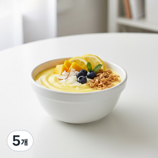 리빙메이트 국산 멜라민 브런치 식판볼, 크림, 5개