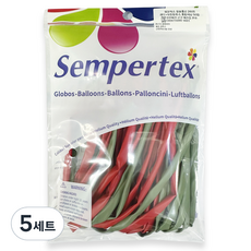 셈퍼텍스 요술풍선 260S 50p 세트, 레드 + 유칼립투스, 5세트