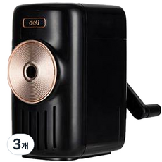 델리 골드 포인트 멜로디 심조절 연필깍이 E71165A, 블랙, 3개