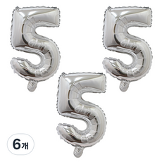 LivingDA 數字鋁箔 5 大, 銀色, 6個