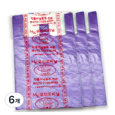 모칸도 마트 비닐 봉투 보라 3호 100p, 6개