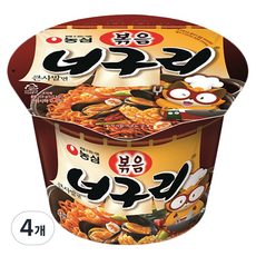 농심 볶음 너구리 큰사발 컵라면 110g, 4개