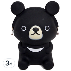 投影設計矽膠小熊包, 黑色, 3個