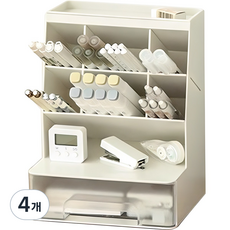 사무용품 수납 데스크 오거나이저 SD-3811, 화이트투명, 4개