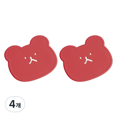 에이드엘 펀칭베어 실리콘 컵받침, 코랄레드, 4개