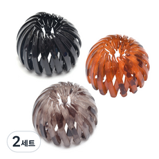 鳥巢丸子頭盤髮器 3入組, 橘棕色, 黑色, 棕色, 2套
