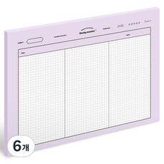 뮤니드 서브젝트 가로 노트패드 B5, 3분할 그리드, 6개, 50매