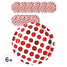 PARTYSHOW 圓點水彩盤 紅色 18cm, 6入, 6個
