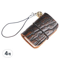 탑피아 초미니 핸드 메이드형 포켓 수첩, 나뭇결 블랙 브라운, 4개