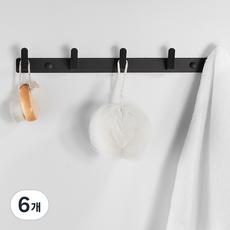 라라공방 모던 5구 후크 벽옷걸이, 블랙, 6개