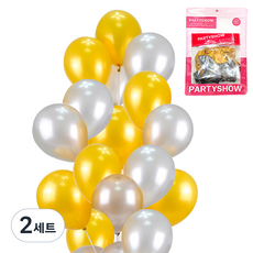 PARTYSHOW 派對裝飾珠寶氣球 2款 x 10入組, 2套, 珍珠金, 珍珠銀