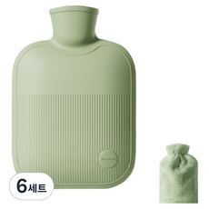 쇼핑닥터 새지않는 따듯함 찜질 온수 주머니 + 부드러운털 커버 세트 라이트그린 500ml, 6세트
