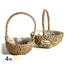 Garden in the City 藤編王骨低矮橢圓籃, 單一顏色, 4個