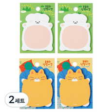 귀여운 점착메모지 우유 2p + 유부 2p 세트, 혼합색상, 2세트, 20매